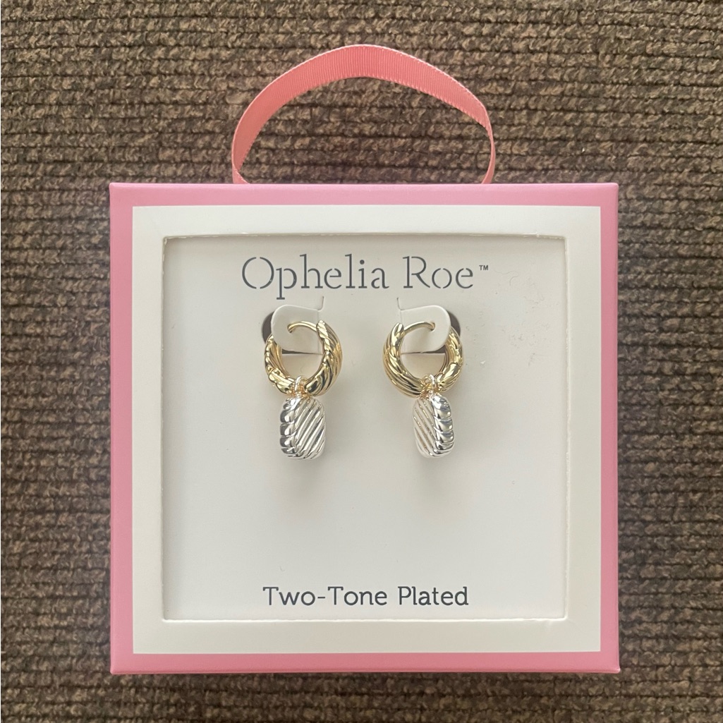 New Ophelia Roe Two Tone Plated Earrings